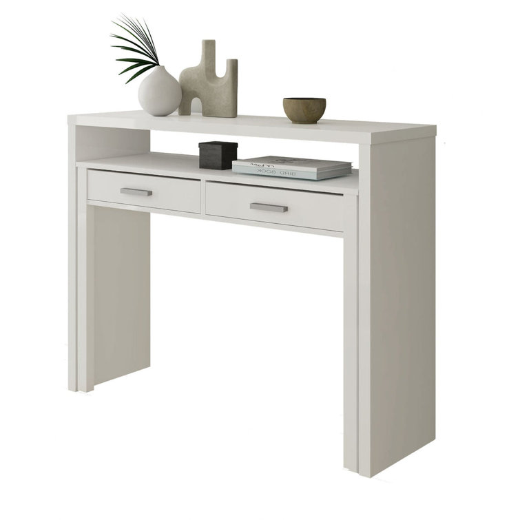 Ivy Bronx Omomy Arctic White And Concrete Grey Extending Desk/dressing